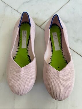 Rothy’s women’s 9 pastel blush pink round toe knit flats comfort preppy washable
